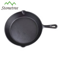 Venta al por mayor nuevo barato pre-sazonado redondo de hierro fundido cocinar huevo Fry Pan Set